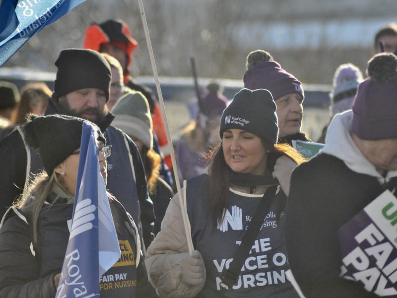 Striking public sector workers in Derry.