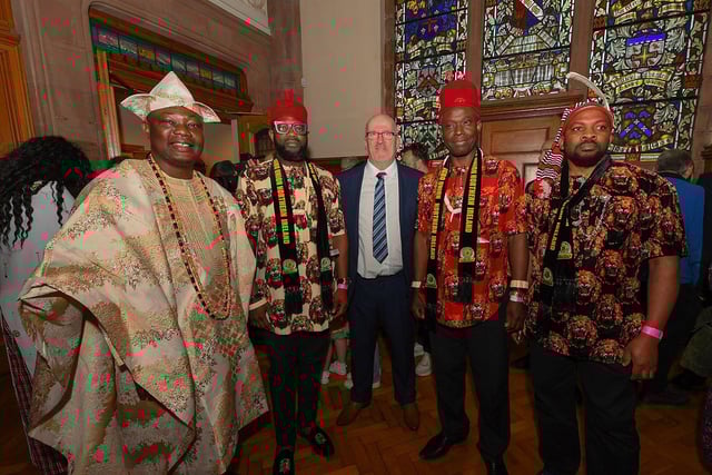 Patrick Barr, husband of newly elected mayor of Derry and Strabane SDLP Colr Lilian Seenoi-Barr, pictured with a delegation of leaders from Kenya. Photo: George Sweeney