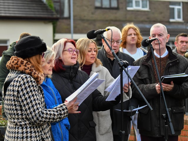 St Mary’s choir sing at the annual Bloody Sunday service held on Sunday morning. Photo: George Sweeney