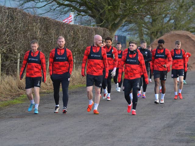 Derry City players trained at the GAA Centre of Excellence, Owenbeg, on Monday morning.  Photograph: George Sweeney