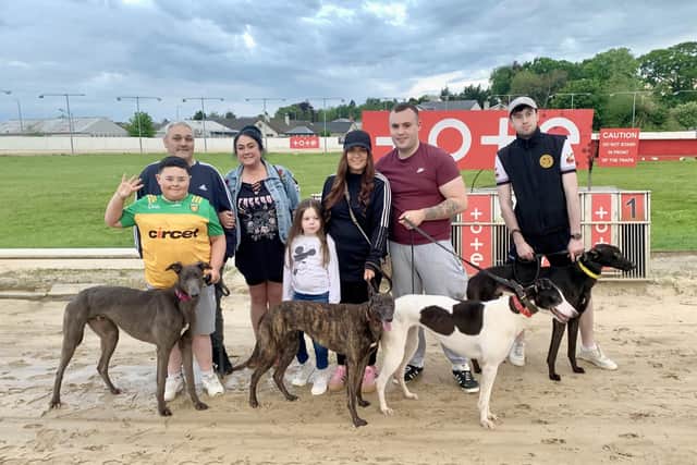 On Sunday trainer Charles Coyle had four winners; Mineola Redeem, Ballinbola Finn, Tobergal Beauty and Forest Lizzo with (from left) Charlie, his wife Claire and son Shane, Nicole Stewart, Nathan Coyle and Padhraic O’Neill.