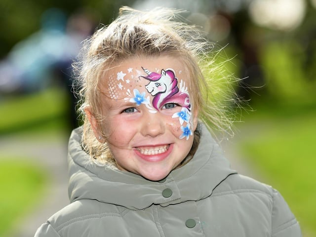 One of the many happy colourful faces captured during Saturday's 'Waterside Shared Space Mini Festival held at Woodburn Urban Park. (Photos: Jim McCafferty Photography/Keith Moore) : .