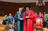 FinTrU CEO & Founder Darragh McCarthy as he receives an honorary doctorate from Ulster University.