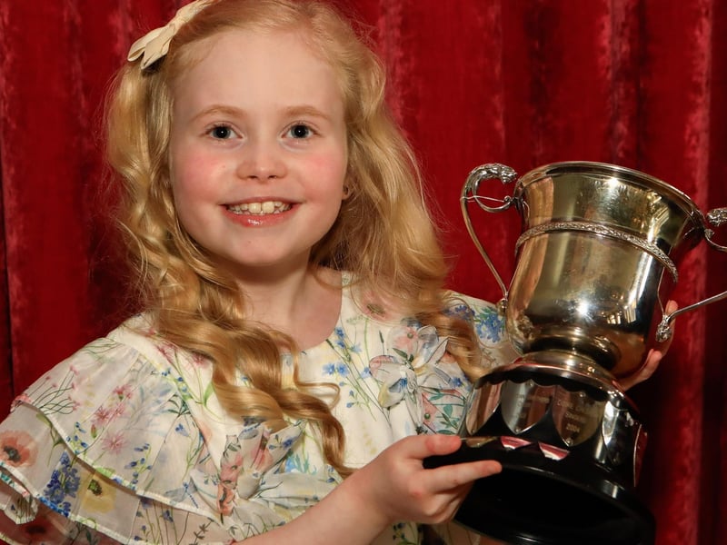 Lexie McGinley, winner of the Cathal Curley Cup junior any song, and 2nd Irish song P3-P4 at Feis Doire Cholmcille. (Photo - Tom Heaney, nwpresspics) : .