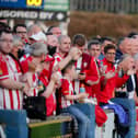 Derry City fans at Finn Park for a cup clash between Finn Harps and Derry City in 2021.