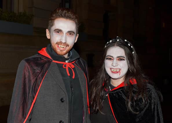 Stephen and Caitlin in Vampire fancy dress on Halloween night in Derry. Photo: George Sweeney.  DER2144GS – 010