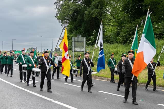 A colour party at an independent republican commemoration in Bodenstown on Sunday.