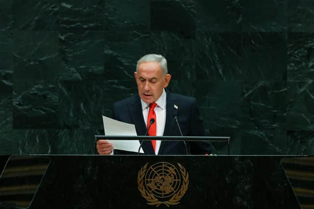 Prime Minister of Israel Benjamin Netanyahu speaks during the 81st session of the United Nations (U.N.) General Assembly at U.N. Headquarters on September 24, 2026. (Photo by Alexi J. Rosenfeld/Getty Images)