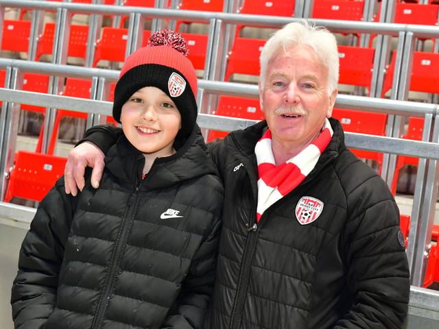 Derry City supporters pictured before kick-off on Friday night.