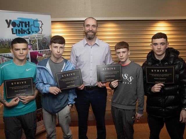 Mark H Durkan, MLA presenting the Boxing and Self-Defence Awards at Wednesday evening's Enagh Youth Forum's Certificate Presentation and Celebration Event at the White Horse Hotel, Derry.