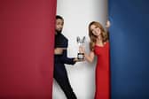 Hosts Carol Vorderman (right) and Ashley Banjo holding one of the Pride Of Britain Awards