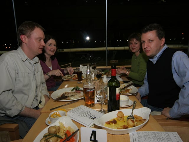 Derry and Donegal people enjoying a night at Lifford races in February 2005.