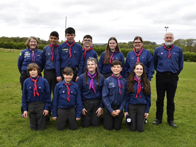 Leaders and scouts from of the 8th Donegal Carndonagh Scouts who took part in the Errigal Cup and Shield County Finals held at the City of Derry Rugby club. Photo: George Sweeney