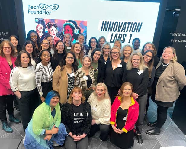 Participants on the 2024 Innovation Labs cohort with TechFoundHer founder Mairin Murray and Innovation Labs facilitator Miriam Elst