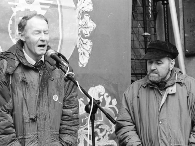 Trade unionists at a low wage rally.