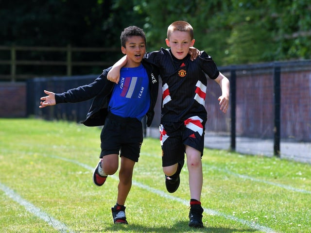 Pupils take part in a race during the Holy Child Primary School sports day held on Monday last. Photo: George Sweeney. DER2325GS – 014