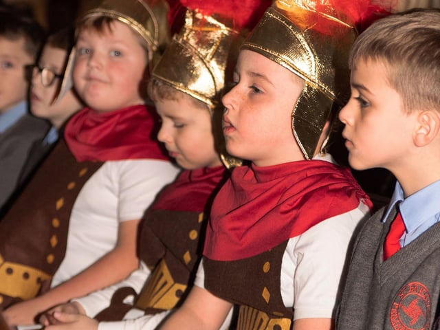 A section of the young soldiers from St. Brigid's Primary School taking part in their Annual Nativity at the church on Wednesday.