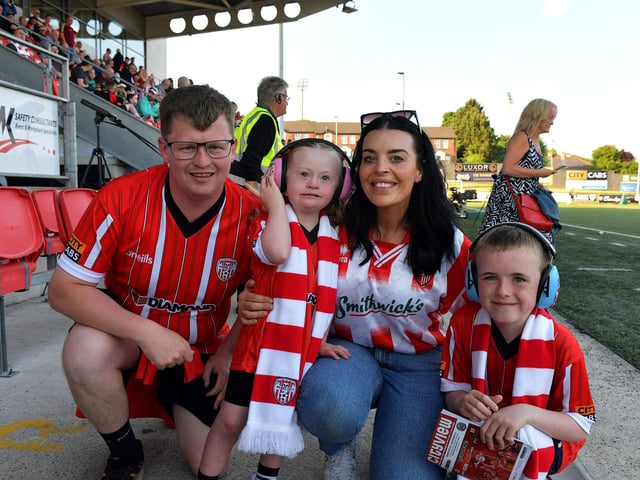 Fans in the Ryan McBride Brandywell Stadium for the Derry City versus Bohemian game on Friday evening. Photo: George Sweeney. DER2322GS – 142