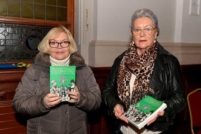Rosemary Deeney and Bridgeen Sharkey attended the book launch of Eamon Sweeney ‘s ‘Feis Dhoire Cholmcille: Celebrating a Century of Culture’ held in St Columb’s Hall on Tuesday evening. Photo: George Sweeney. DER2308GS – 75