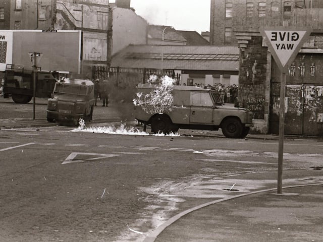Scenes from the Bogside during rioting on August 12.