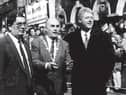 The late John Hume with Bill Clinton and Mayor, John Kerr in Shipquay Street in 1995.
