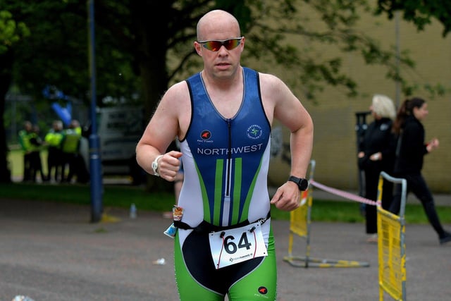 Kevin Doherty takes part in the Liam Ball Triathlon on Sunday morning.