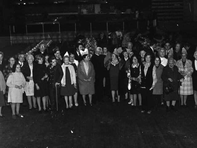 Senior citizens attending a Christmas party in the Stardust.