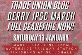 Derry Trades Union Council is urging support for a rally in solidarity with Palestine on Saturday.