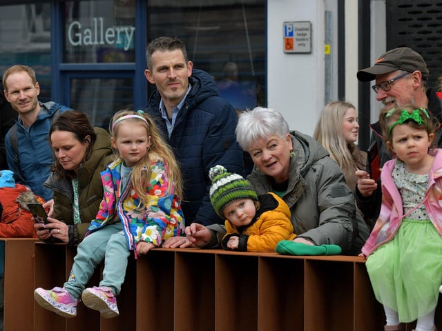 Revellers at the St Patrick’s Day parade, in Derry, on Friday afternoon. Photo: George Sweeney. DER2311GS – 73