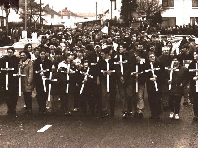 Scenes from the Bloody Sunday commemorative events in Derry in January 1996.