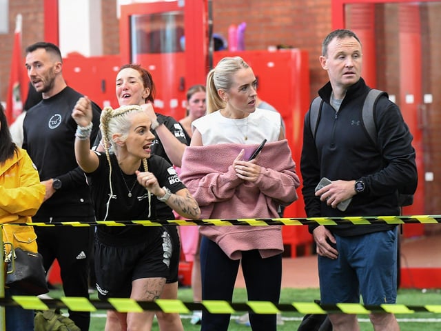 Spectators at the Hyrox Fitness Challenge held at Sean Dolans GAC on Saturday. Photograph: George Sweeney