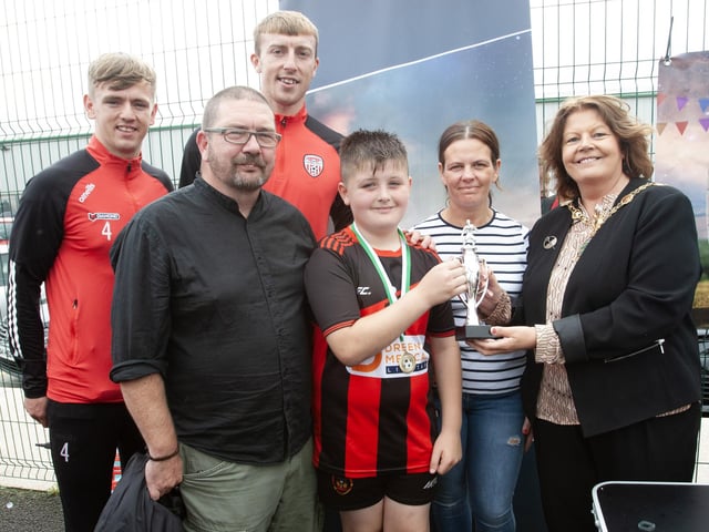 Presentation time at last week's Padraig Barton Cup at Bay Road Soccer.