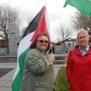 Sinn Féin MLA at a Palestinian Prisoners’ Day demonstration in the Bogside.