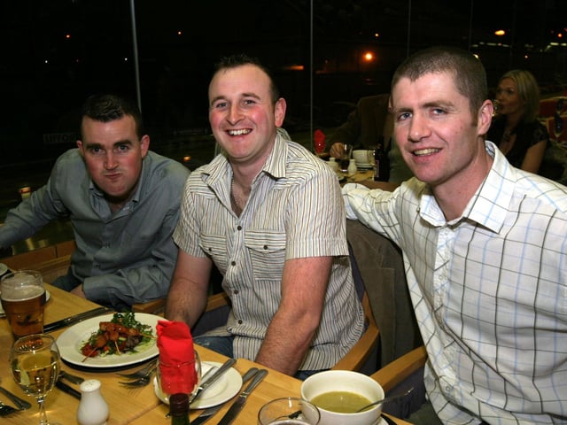 James Brit, Terence Brit, Gavin Mulholland 0219JML : Derry and Donegal folk out for a night at the Lifford Races back in February 2006.