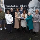 The Mayor of Derry City and Strabane District Council, Patricia Logue pictured on Friday last launching the 2nd Donncha Mac Niallais Bursary Award at Dove House Community Trust. Included from left are Colr. Conor Heaney, Eileen Allen, Chairperson, DHCT, Charlie McMenamin, DHCT, Jayne Quigg, Manager, DHCT, Peter Anderson, Mary Nelis, Karen Kyle and Declan Nelis. (Photos: JIm McCafferty Photography)