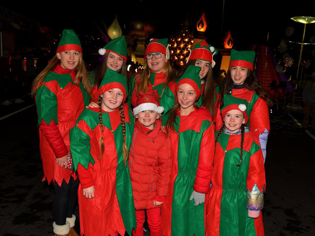 Santa’s Elves pictured at the Derry Christmas Lights parade. Photo: George Sweeney. DER2147GS – 008