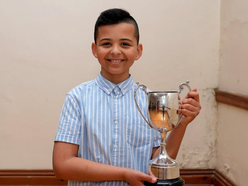 Darragh Keogh was the winner of the Charlie Doherty Memorial Cup for P5 English Song at the Feis Dhoire Cholmcille on Wednesday at St Columb’s Hall. Photo: George Sweeney.
