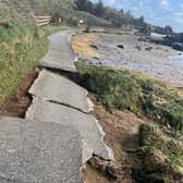 Damage to Moville Shore Walk, caused by Storm Kathleen.