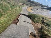 Damage to Moville Shore Walk, caused by Storm Kathleen.