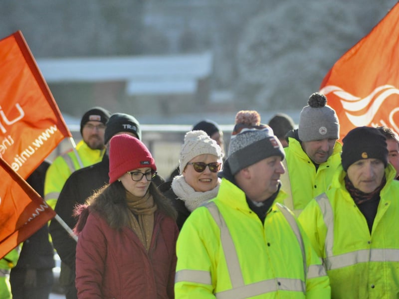 Striking public sector workers in Derry.