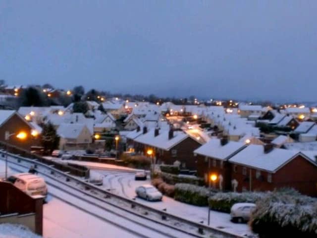 Snow capped homes of Foyle Springs in Derry duing a previous cold spell. (Photo: Brendan McDaid)