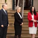Chris Heaton-Harris, Secretary of State for Northern Ireland, First Minister Michelle O'Neill, Deputy First Minister Emma Little-Pengelly and Rishi Sunak, Prime Minister at Stormont Castle this week. Picture by Jonathan Porter/PressEye