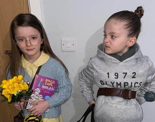 Aoibhie and Isla as Miss Honey and Miss Trunchbull from 'Matilda.' Picture: Seana O'Tiarnaigh