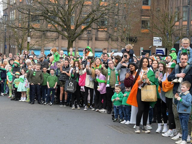 Watching the St Patrick’s Day parade. Photo: George Sweeney.
