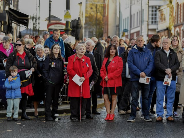 Some of the attendance at the Royal British Legion Waterside Remembrance Sunday held at the Cenotaph in the Diamond. Photo: George Sweeney