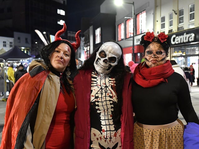 Revellers in costume at the Halloween festivities on Friday evening.  Photo: George Sweeney