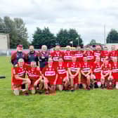 Derry Masters celebrate their All Ireland Shield victory over London in St Peregrine’s GAC in Dublin on Saturday.