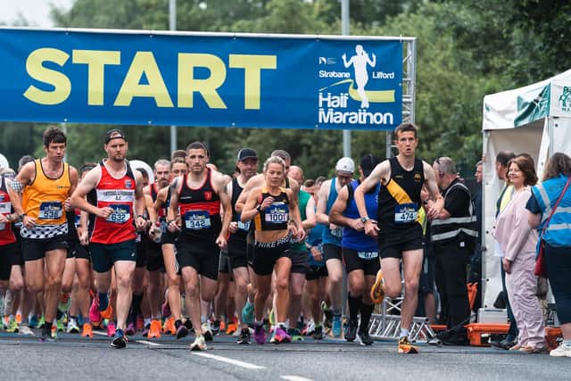 Participants at the start of the Strabane Lifford Half Marathon.