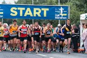 Participants at the start of the Strabane Lifford Half Marathon.