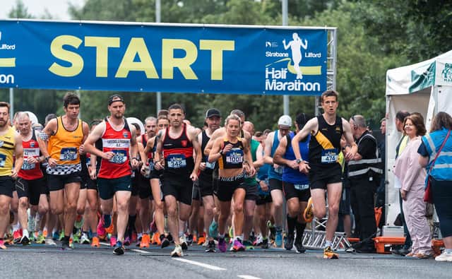 Participants at the start of the Strabane Lifford Half Marathon.